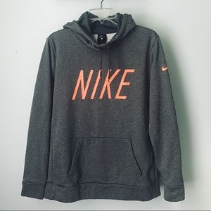 NIKE Hoodie Sweatshirt Gray with Orange lettering LIKE NEW Size Large